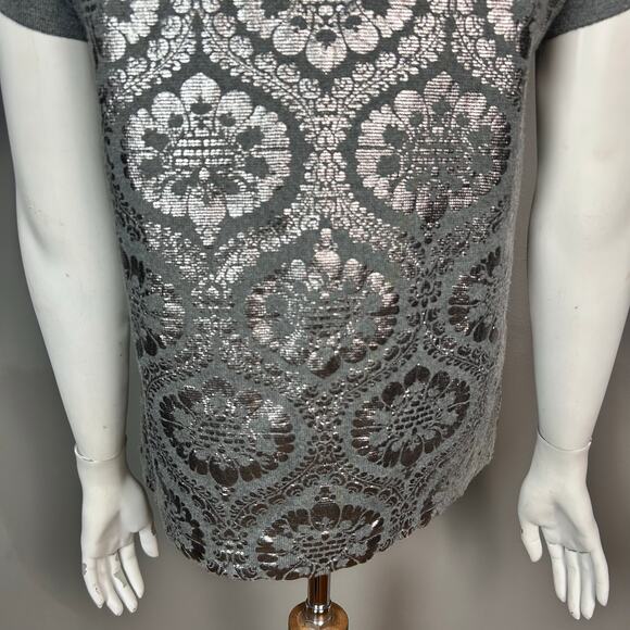 Anthropologie Moth sweater small gray metallic fairy holiday royal cotton - Picture 7 of 10